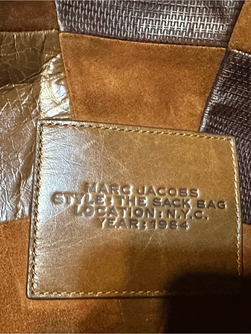 Patchwork Brown Leather & Suede Shoulder Bag by Marc Jacob